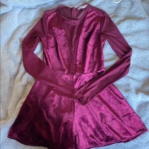 Lush Burgundy Velvet Romper